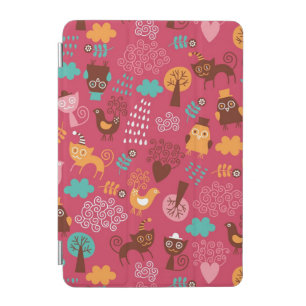 Pattern with cute birds and cats iPad mini cover