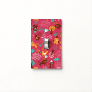 Pattern with cute birds and cats light switch cover
