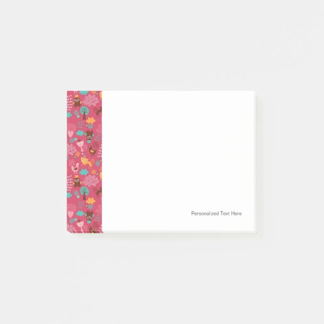 Pattern with cute birds and cats post-it notes (Front)