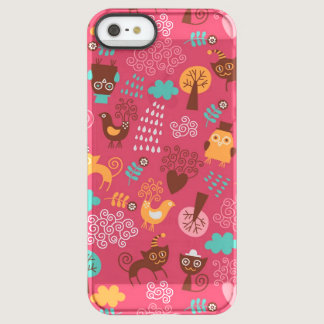 Pattern with cute birds and cats permafrost iPhone SE/5/5s case