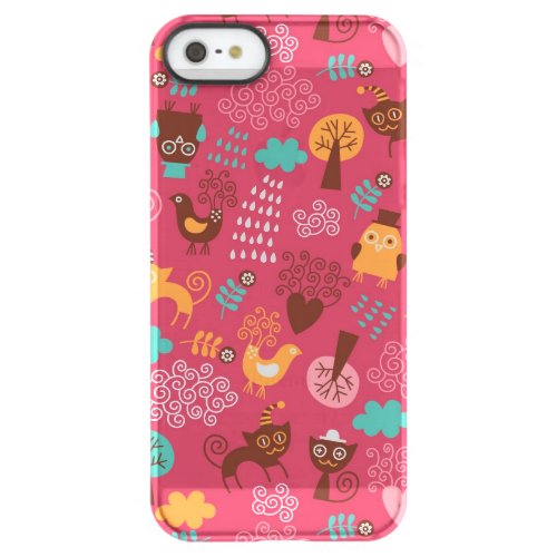 Pattern with cute birds and cats permafrost iPhone SE55s case