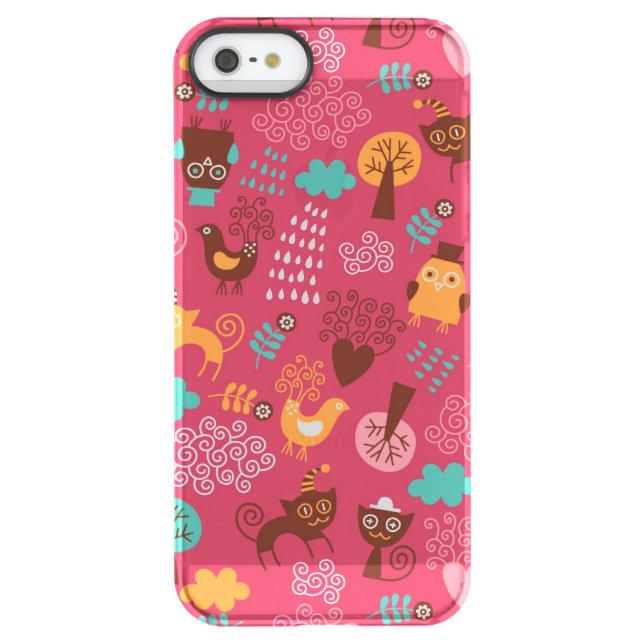 Pattern with cute birds and cats uncommon iPhone case (Back)