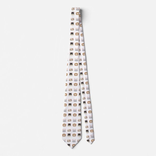 Pattern with Cute Cat Heads Neck Tie (Front)