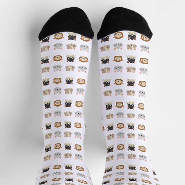 Pattern with Cute Cat Heads Socks (Top)