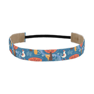 pattern with cute cats and birds athletic headband