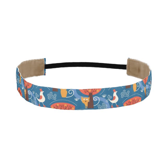 pattern with cute cats and birds athletic headband (Front)