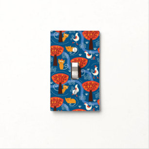 pattern with cute cats and birds light switch cover