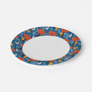 pattern with cute cats and birds paper plates