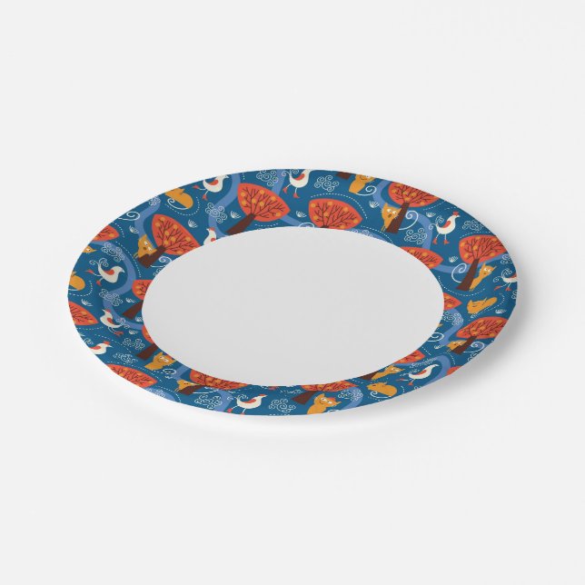 pattern with cute cats and birds paper plates (Angled)