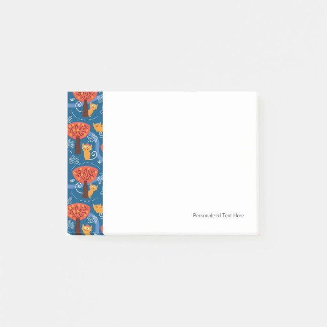 pattern with cute cats and birds post-it notes (Front)