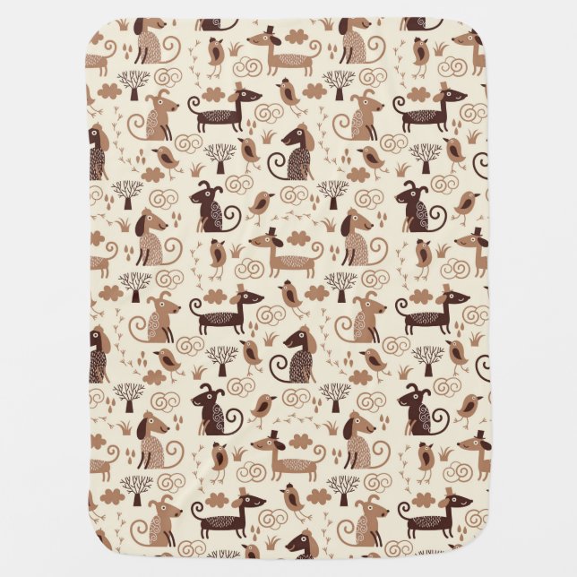 pattern with cute dogs baby blanket (Front)