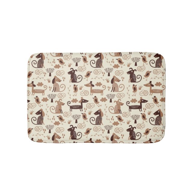 pattern with cute dogs bathroom mat (Front)