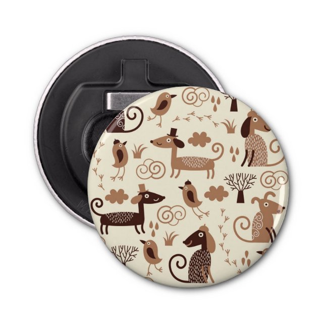 pattern with cute dogs bottle opener (Front)