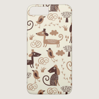 pattern with cute dogs iPhone 8 plus/7 plus case