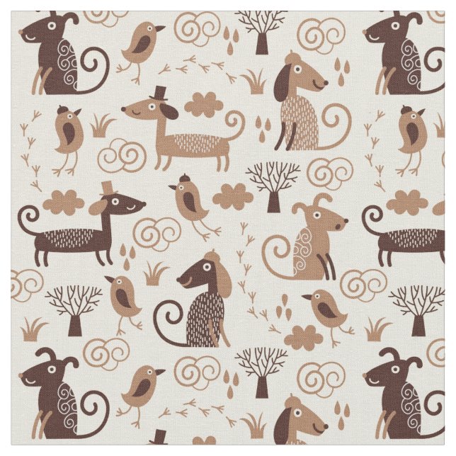 pattern with cute dogs fabric (Close Up)