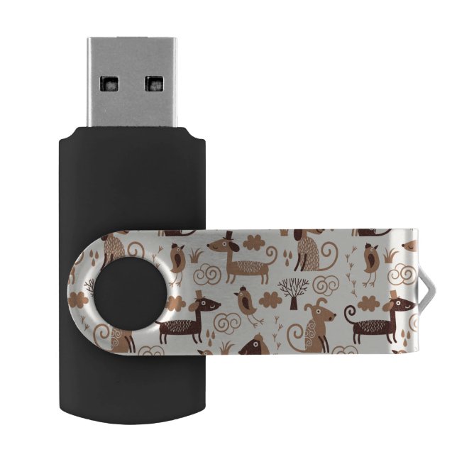 pattern with cute dogs flash drive (Opened)