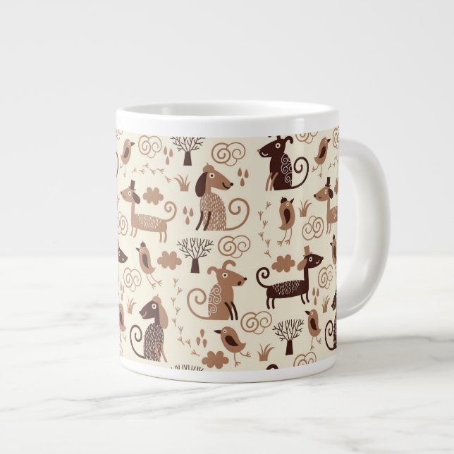 pattern with cute dogs giant coffee mug (Front Right)