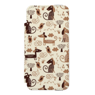 pattern with cute dogs iPhone SE/5/5s wallet case