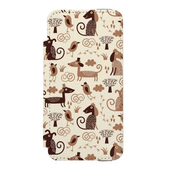 pattern with cute dogs incipio iPhone wallet case (Folio Front)