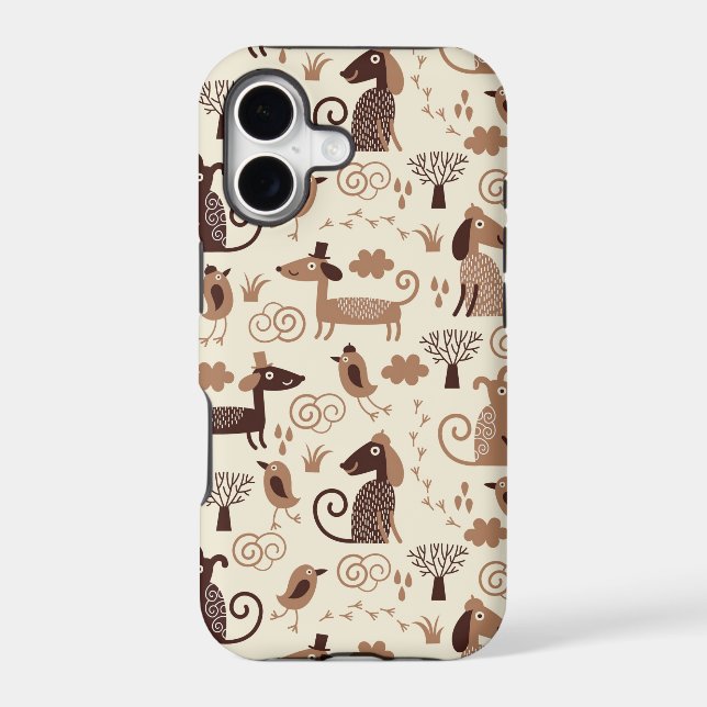 pattern with cute dogs iphone case (Back)