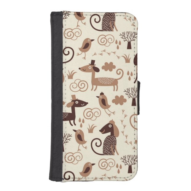pattern with cute dogs iPhone wallet case (Front)
