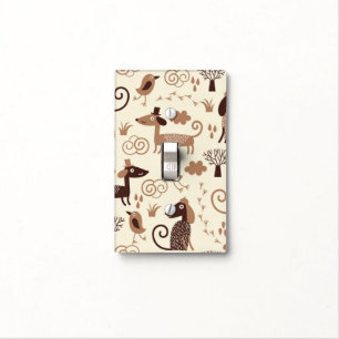 pattern with cute dogs light switch cover