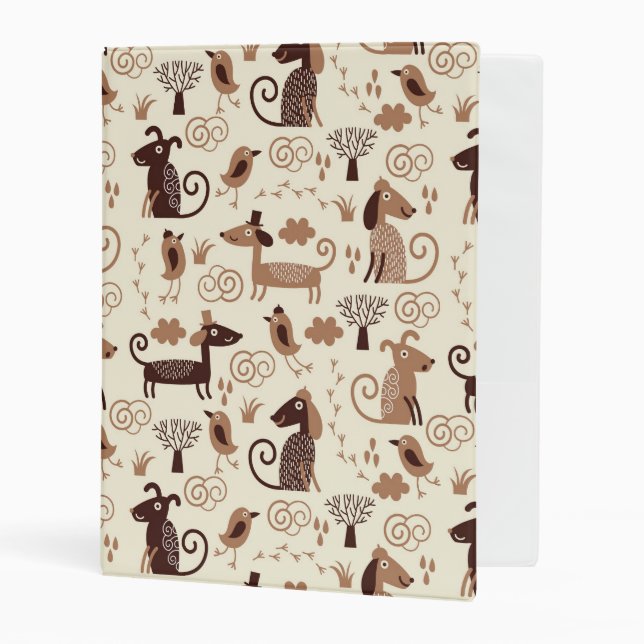 pattern with cute dogs mini binder (Front/Inside)