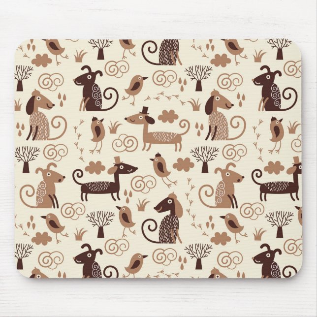 pattern with cute dogs mouse pad (Front)