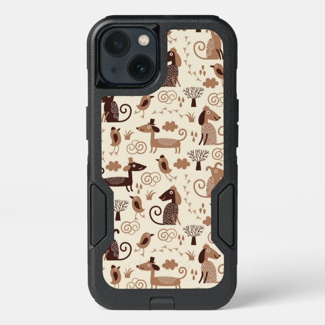 pattern with cute dogs otterbox iPhone case (Back)