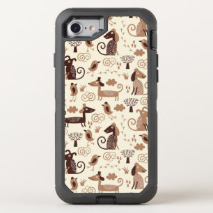pattern with cute dogs OtterBox defender iPhone SE/8/7 case