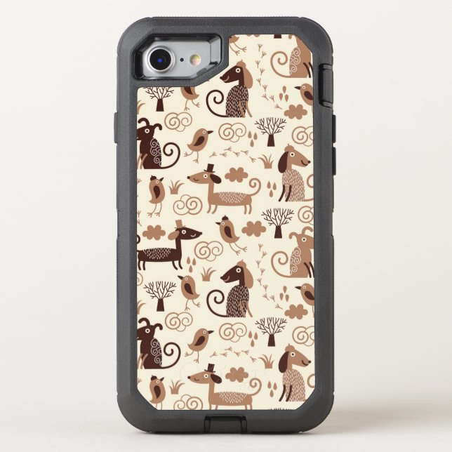 pattern with cute dogs otterbox iPhone case (Back)