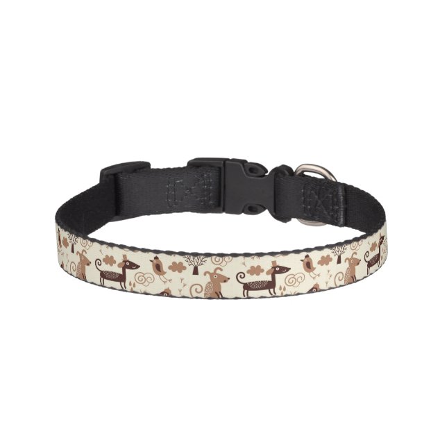 pattern with cute dogs pet collar (Front)