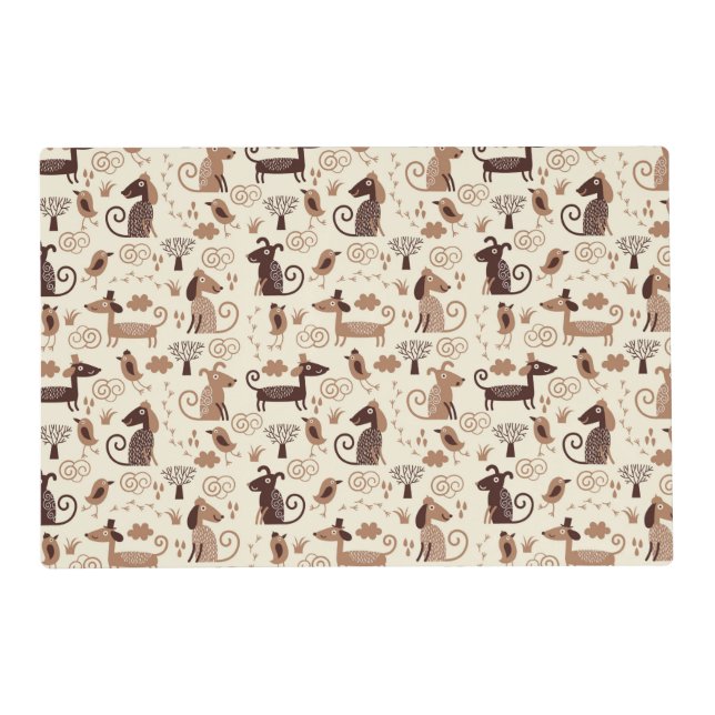 pattern with cute dogs placemat (Front)