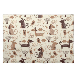 pattern with cute dogs placemat
