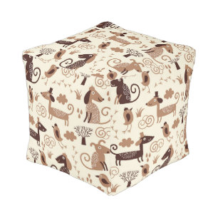 pattern with cute dogs pouf