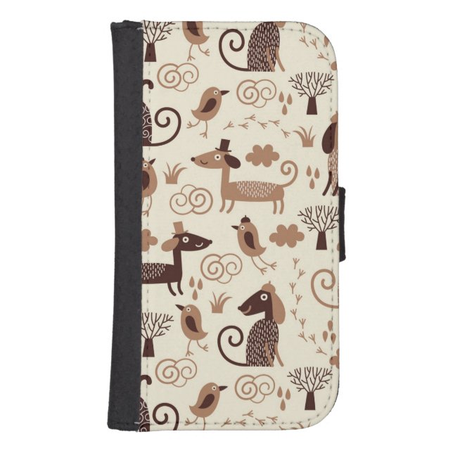 pattern with cute dogs samsung galaxy wallet case (Front)