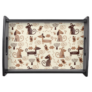 pattern with cute dogs serving tray