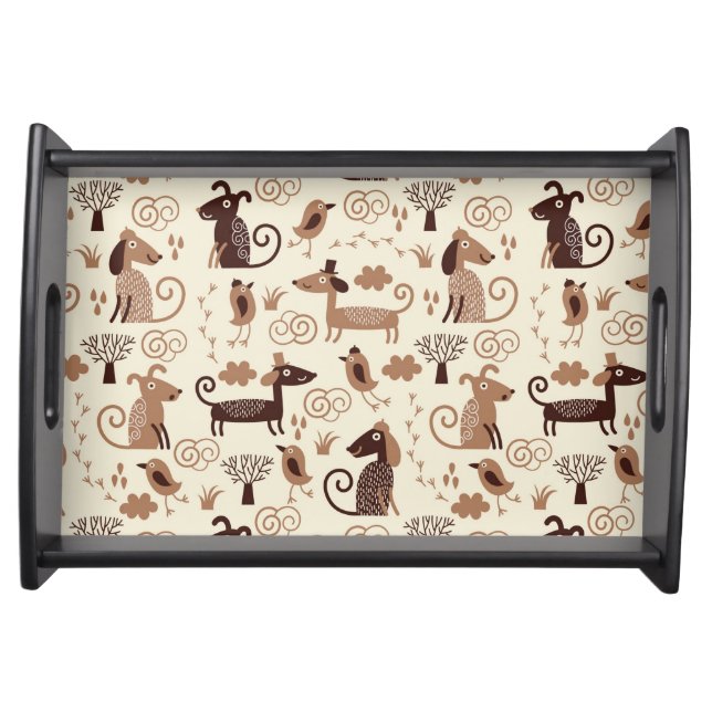 pattern with cute dogs serving tray (Front)