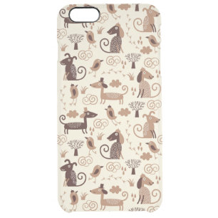 pattern with cute dogs clear iPhone 6 plus case