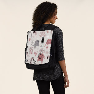 pattern with cute elephants and giraffes giant   backpack