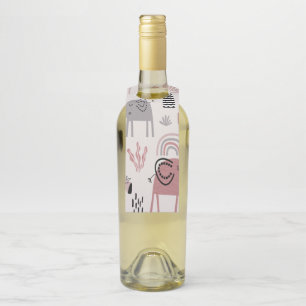 pattern with cute elephants and giraffes giant bottle hanger tag