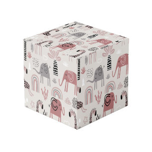 pattern with cute elephants and giraffes giant   cube