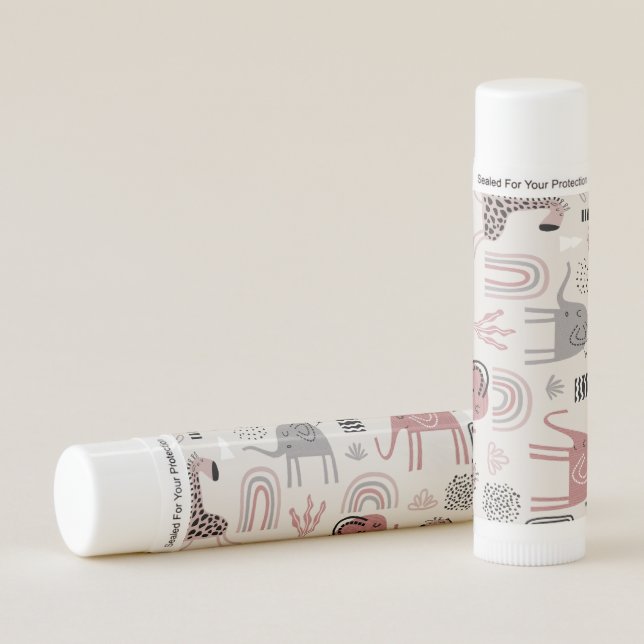 pattern with cute elephants and giraffes giant  lip balm (Front)