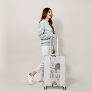 pattern with cute elephants and giraffes giant luggage