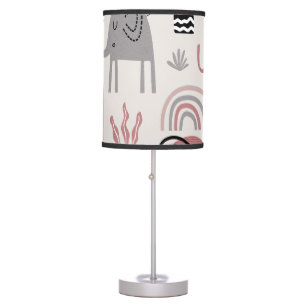 pattern with cute elephants and giraffes giant table lamp
