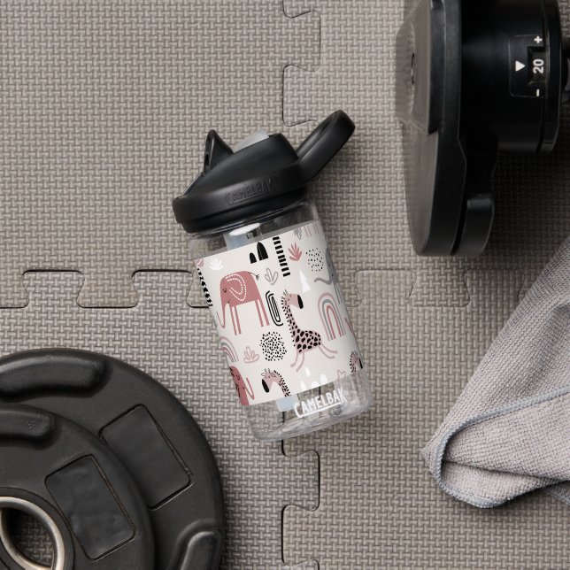 pattern with cute elephants and giraffes giant   water bottle (Gym)