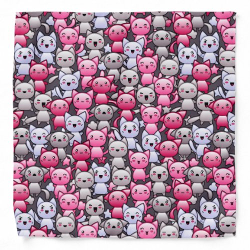 pattern with cute kawaii doodle cats 2 bandana