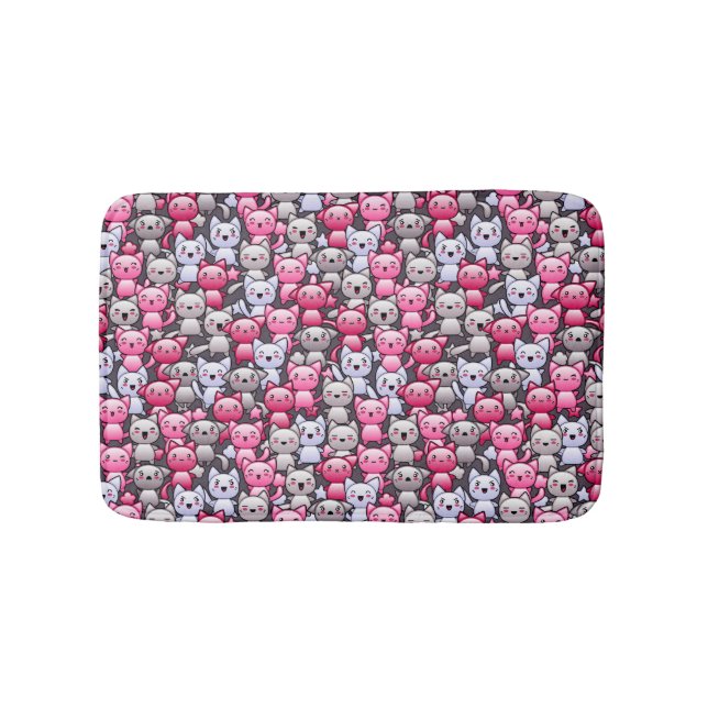 pattern with cute kawaii doodle cats 2 bathroom mat (Front)