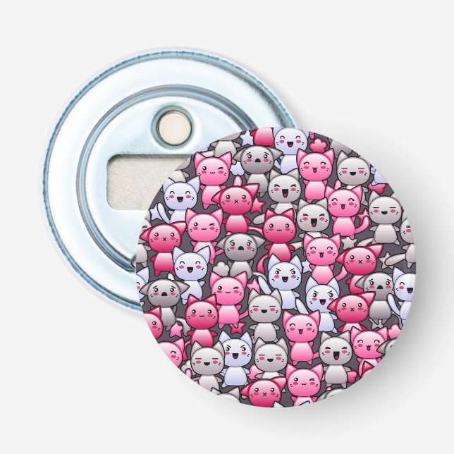 pattern with cute kawaii doodle cats 2 bottle opener (Front)