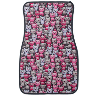 pattern with cute kawaii doodle cats 2 car mat